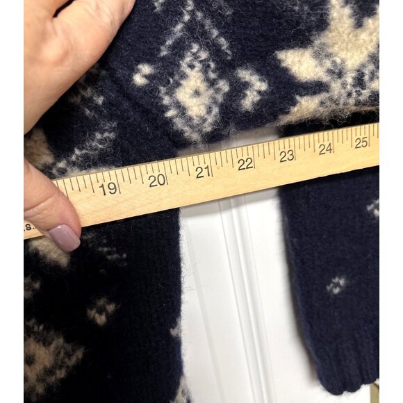 J. Crew Sweater Men M Blue Snowflake 100% Wool Hand Knit Heavyweight Winter Snow - Picture 7 of 7